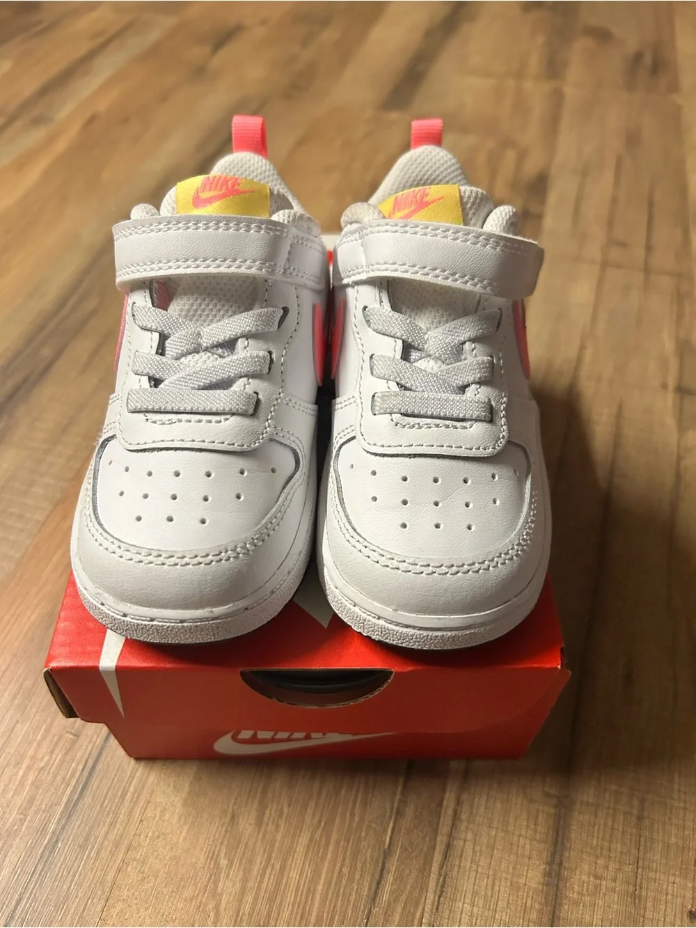 Nike Court Borough Low 2 (TDV) Toddlers 7c In White/Sunset Pulse